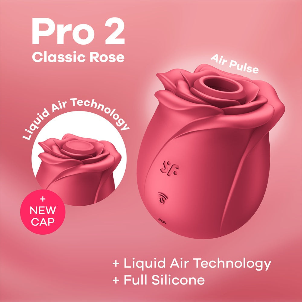 Satisfyer Pro 2 Classic Blossom | Rose Toy | 7cm | Tehnologie Liquid Air | Vibrator cu Unde de Presiune | 11 Programe de Unde de Presiune | Baterie Reincarcabila | Rezistent la Apa (IPX7) | Silicon Prietenos cu Pielea Pink
