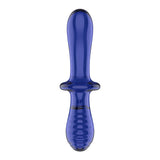 Dildo Satisfyer Double Crystal, 20 cm Punct G, Dildo din Sticla Borosilicat, Structura Neteda si Striata, Maner si Baza Larga pentru Utilizare Sigura, Ideal pentru Jocuri de Temperatura Calda si Rece