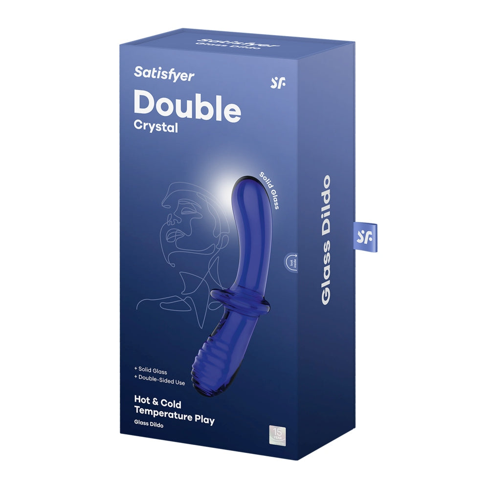 Dildo Satisfyer Double Crystal, 20 cm Punct G, Dildo din Sticla Borosilicat, Structura Neteda si Striata, Maner si Baza Larga pentru Utilizare Sigura, Ideal pentru Jocuri de Temperatura Calda si Rece