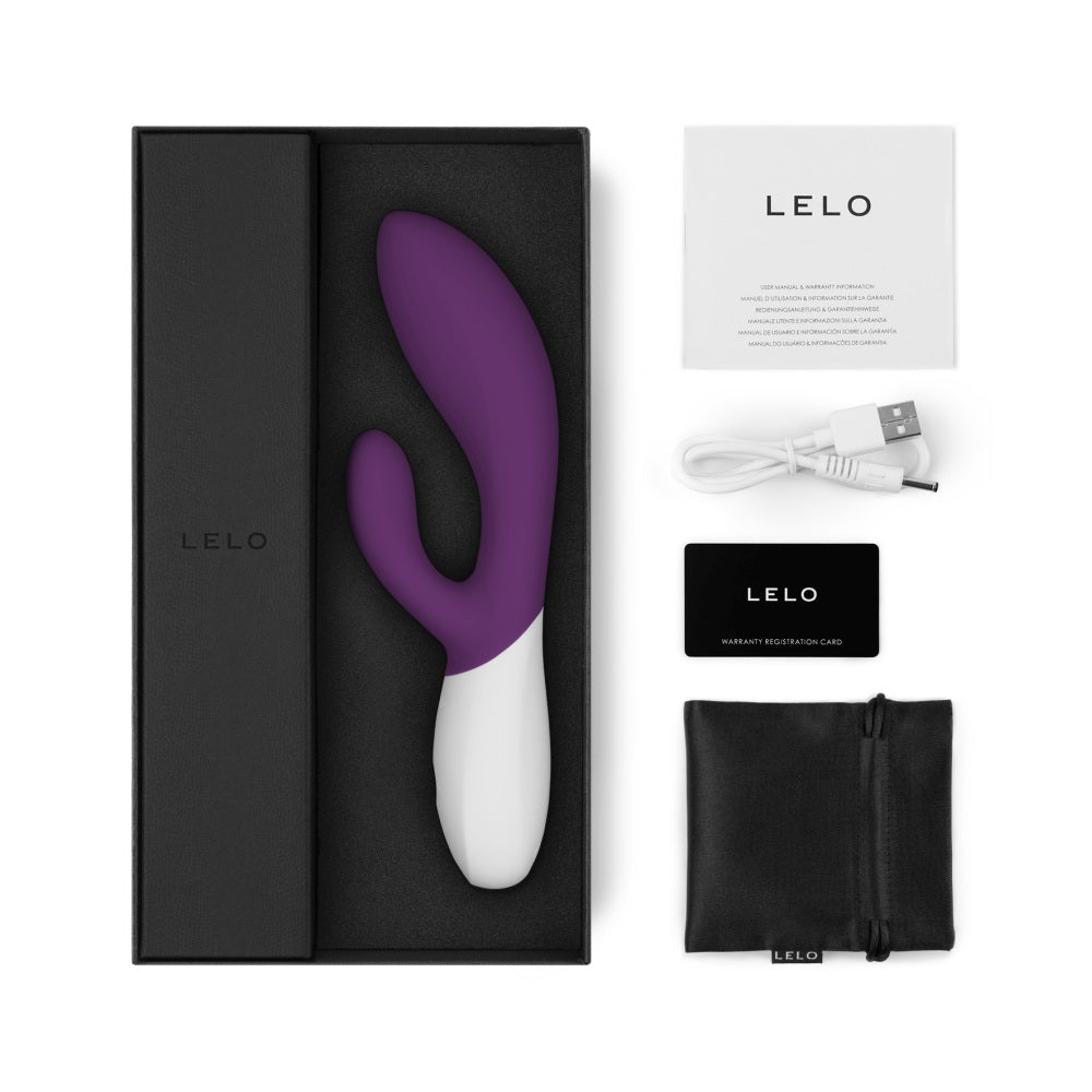 Vibrator rabbit LELO INA Wave 2 pentru femei, jucarie sexuala cu tehnologie Wavemotion si 12 setari de vibratie, vibrator G-Spot pentru femei, Mov
