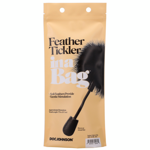 Tickler cu pene moi pentru BDSM - Jucarie erotica pentru incepatori - Stimulare delicata - Negru, 19.7 cm