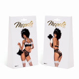 Costum Sexy de Menajera Frantuzoaica Negru - top halter cu volane, chiloti cu talie inalta, accesorii decorative - ideal pentru role play in cuplu