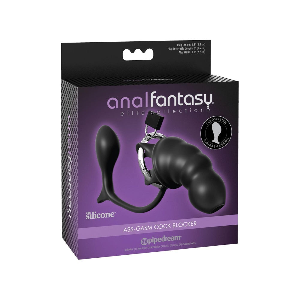Jucarie Fetish Castitate Ass-Gasm Cock Blocker - Cusca pentru Penis cu Dop Anal - Inel de otel inoxidabil reglabil - Perfect pentru incepatori si entuziasti