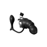 Jucarie Fetish Castitate Ass-Gasm Cock Blocker - Cusca pentru Penis cu Dop Anal - Inel de otel inoxidabil reglabil - Perfect pentru incepatori si entuziasti