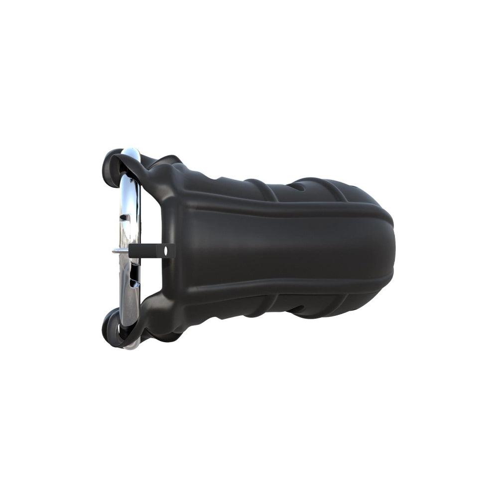 Cusca BDSM Castitate Pentru Penis Neagra - din Silicon cu inel de metal reglabil - Cusca ventilata - design reglabil pentru orice dimensiune de penis