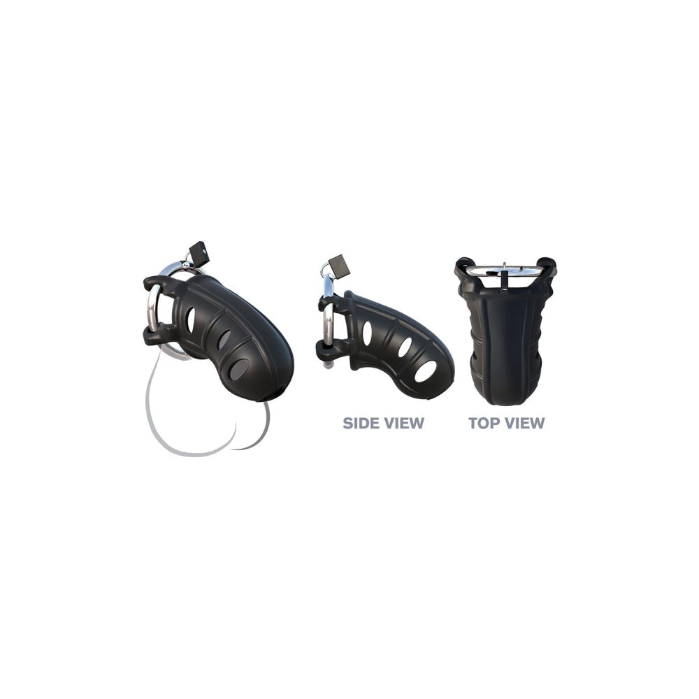 Cusca BDSM Castitate Pentru Penis Neagra - din Silicon cu inel de metal reglabil - Cusca ventilata - design reglabil pentru orice dimensiune de penis