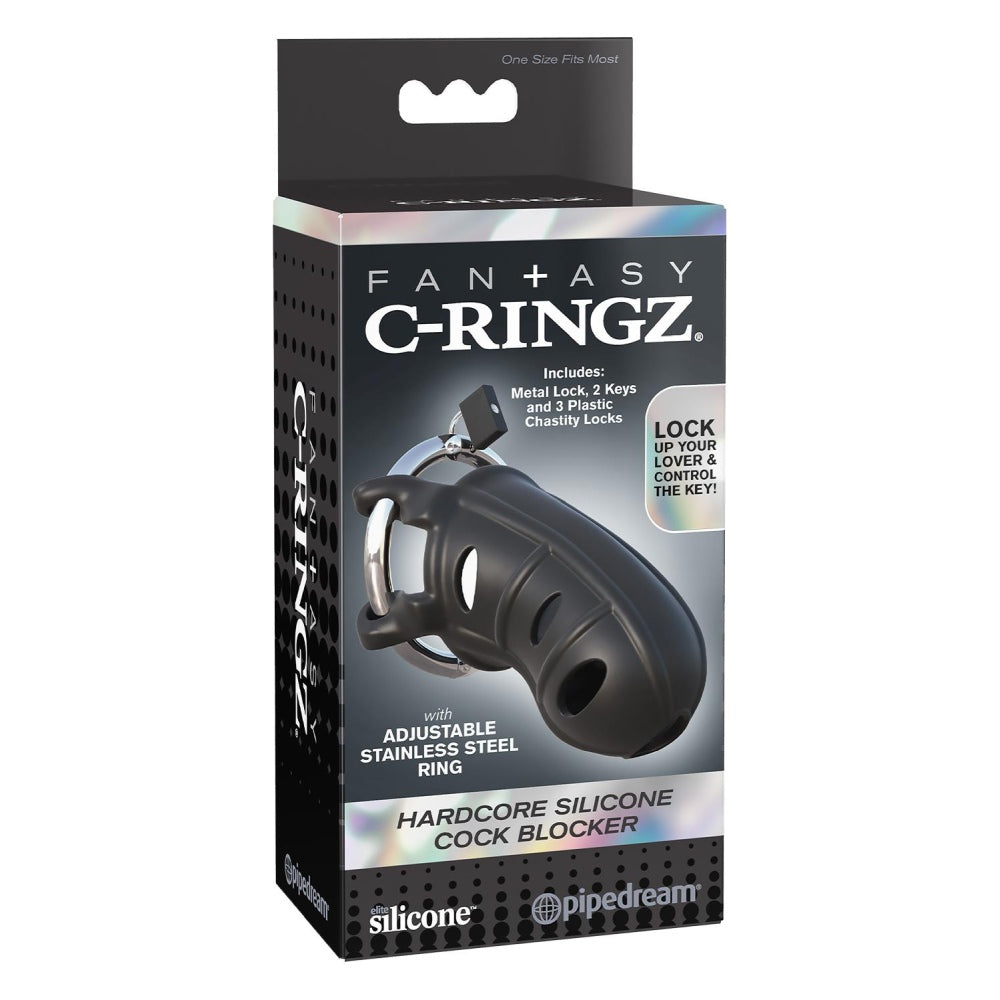 Cusca BDSM Castitate Pentru Penis Neagra - din Silicon cu inel de metal reglabil - Cusca ventilata - design reglabil pentru orice dimensiune de penis