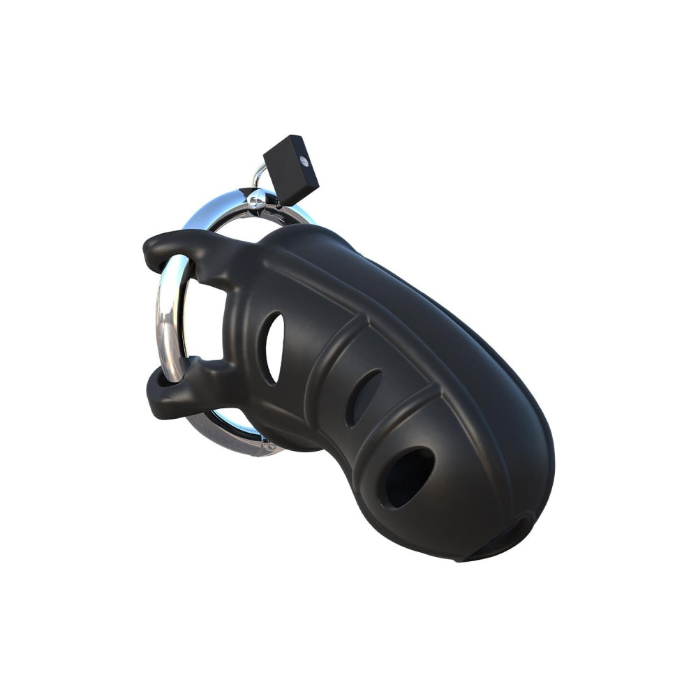 Cusca BDSM Castitate Pentru Penis Neagra - din Silicon cu inel de metal reglabil - Cusca ventilata - design reglabil pentru orice dimensiune de penis
