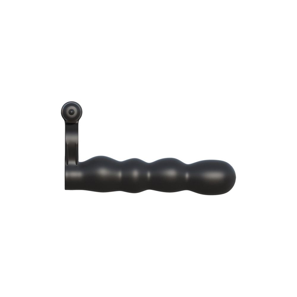 Penetrator Dublu Pipedream Fantasy C-Ringz - Negru, 14 cm - cu Vibratii puternice - Inel pentru penis elastic - Rezistent la Apa