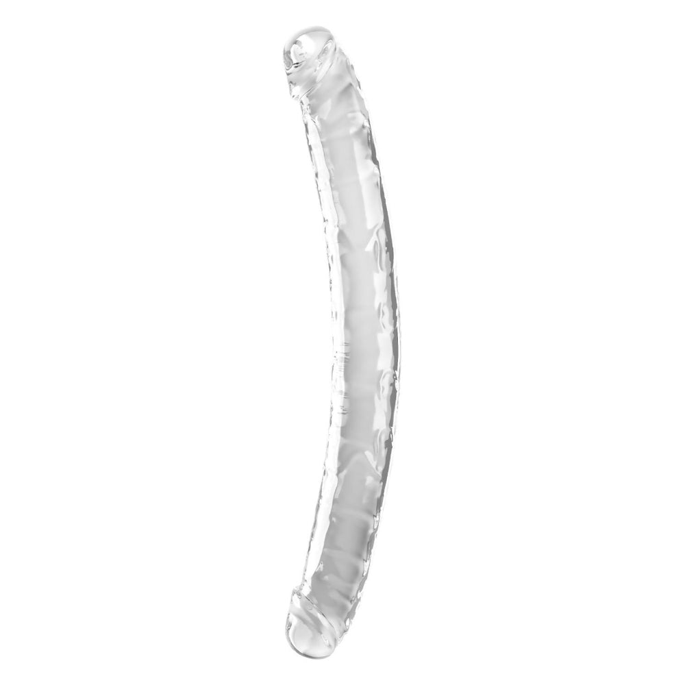 Dildo Dublu Realist King Cock - Transparent, 45 cm - Design cu detalii realistice - Ideal pentru jocuri solo sau in cuplu