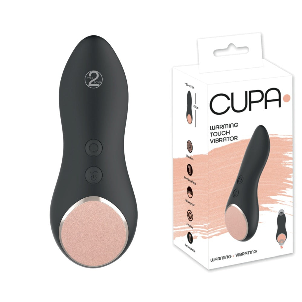 Vibrator lay-on cu functie de incalzire Cupa Warming Touch, 10 moduri de vibratie, rezistent la apa, silicon catifelat, reincarcabil USB