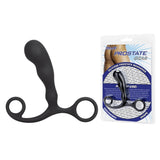 Stimulator Prostata BLUE LINE C&B Gear - Negru - Silicon cu suprafata neteda, hipoalergenic si fara ftalati - tickler extern pentru perineu, stim de prindere inelat