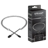 Clesti BDSM Ajustabili pentru Sfarcuri Steamy Shades - varfuri acoperite cu cauciuc, lant metalic pentru stimulare suplimentara si jocuri in cuplu