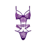 Lenjerie Sexy Body Seducator Strappy cu Dantela si Bijuterie - Design Elegant si Provocator, Mov
