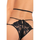 Teddy Sexy Peep Show cu Bretele si Dantela – Lenjerie Intima Neagra din Nailon si Spandex