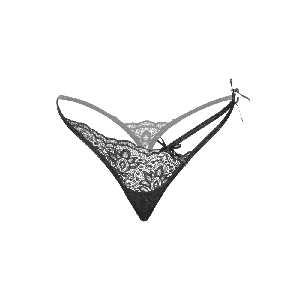 Lenjerie Sexy V-String Negru din Dantela Daring Intimates Gina - Croiala Strappy, Confort si Rafinament