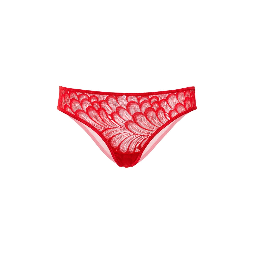 Lenjerie Sexy Chilot Rosu Hiphugger din Dantela cu Plasa Fronsata Daring Intimates - Confort si Design Elegant
