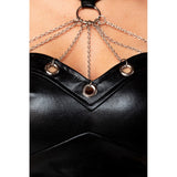 Set Wetlook Saresia 3 Piese L, Negru - top bandeau cu choker, fusta mulata - decorat cu capse metalice si lanturi