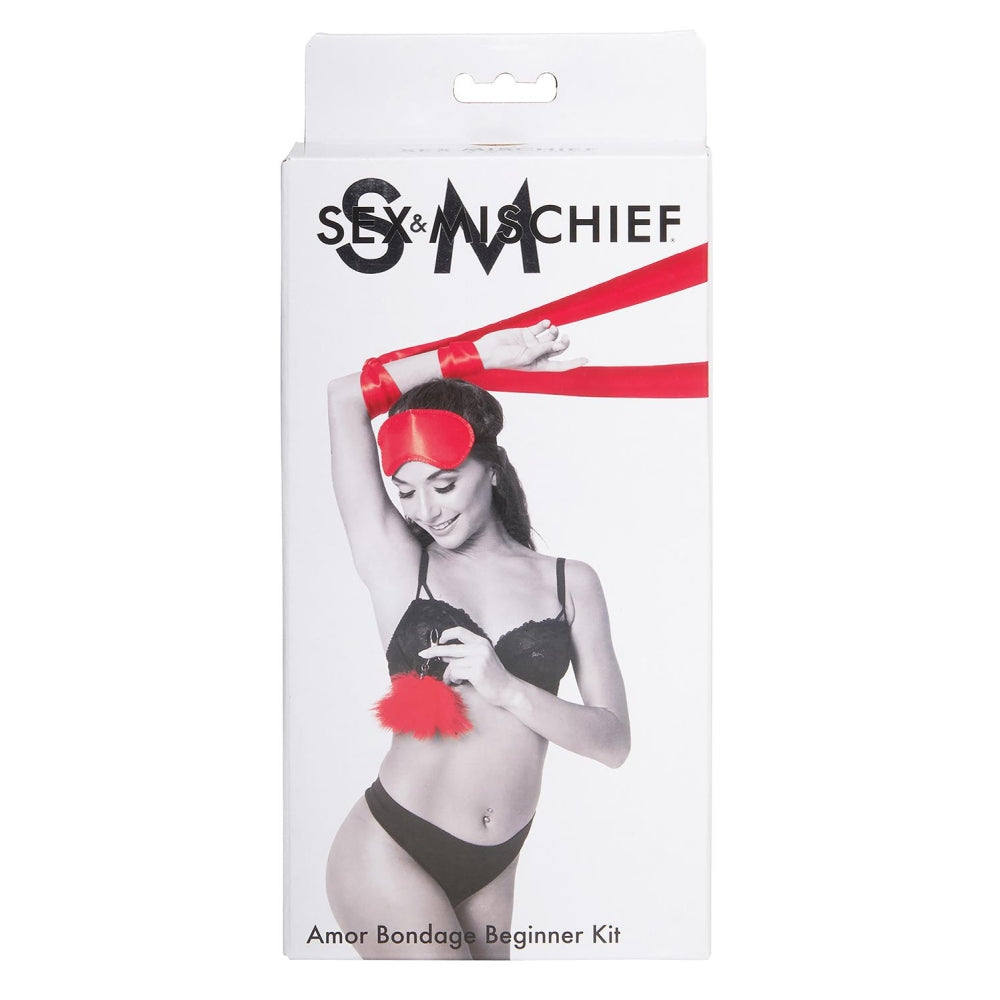 Kit Bondage Incepatori Amor - Cleme pentru Sfarcuri, Restrictii Satin si Masca Ochi BDSM
