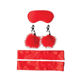 Kit Bondage Incepatori Amor - Cleme pentru Sfarcuri, Restrictii Satin si Masca Ochi BDSM