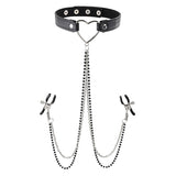 Cleme BDSM Fetis pentru sfarcuri ajustabile Amor cu colier in forma de inima si lanturi decorative