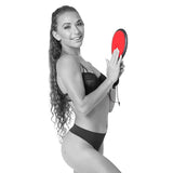 Paddle Amor BDSM rosu pentru jocuri erotice, compact, din piele ecologica, fata moale si rigida, cu curea de prindere