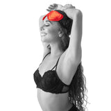 Masca BDSM pentru ochi Amor din satin rosu cu banda elastica dubla pentru jocuri senzoriale erotice