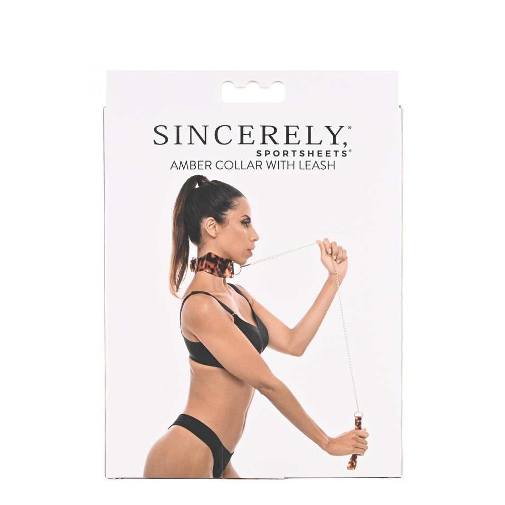 Zgarda - Lesa Fetish Sportsheets Amber Animal, Animal Print, cu lesa detasabila