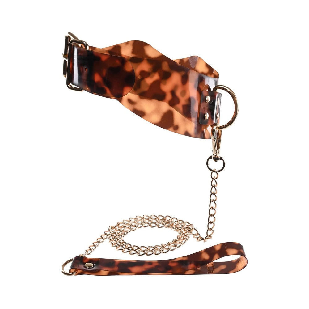 Zgarda - Lesa Fetish Sportsheets Amber Animal, Animal Print, cu lesa detasabila