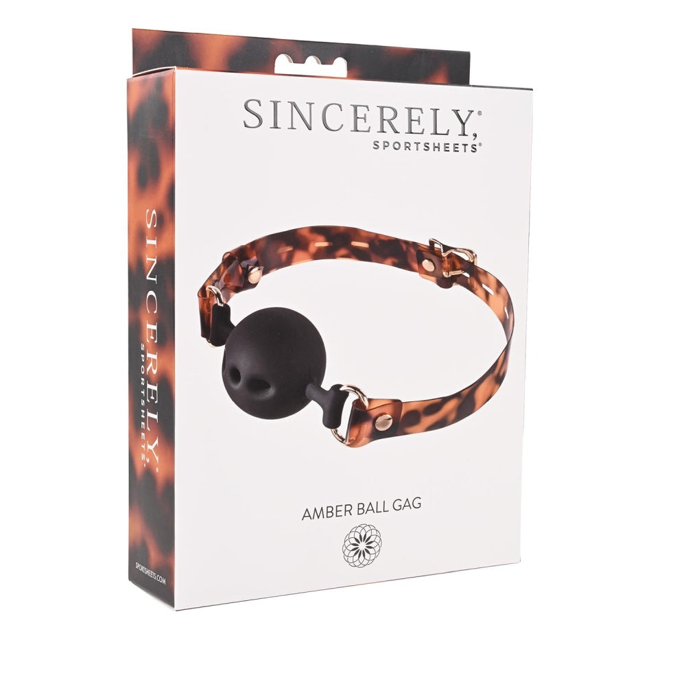 Calus BDSM cu Bila Sportsheets Amber Animal Ball Gag, Animal Print, usor de respirat