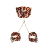 Zgarda Fetish cu Catuse Sportsheets Amber Animal, Animal Print, lant detasabil, cu catarame ajustabile
