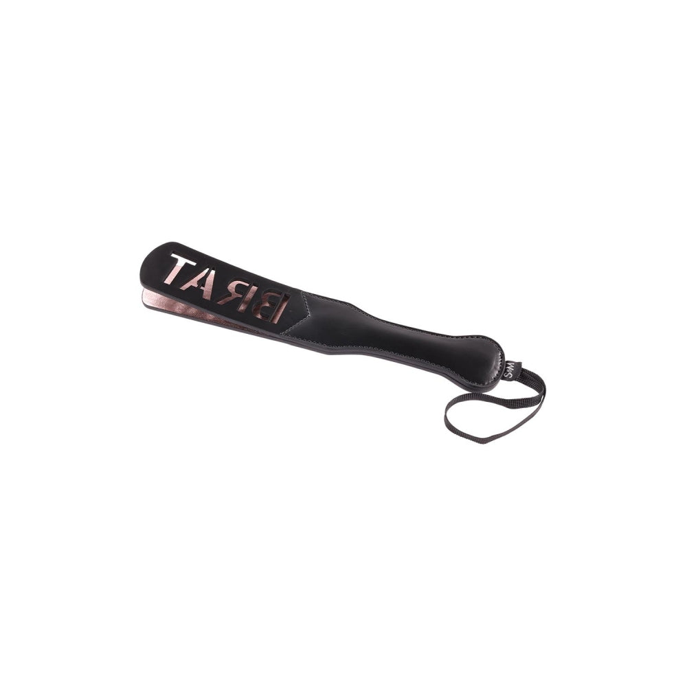 BDSM Paleta Brat din Piele Artificiala – Lasa Amprenta „BRAT”, Cu Bucla pentru Prindere si Impact Puternic