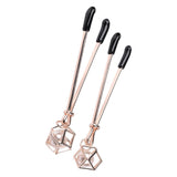 Clipsuri Reglabile BDSM pentru Sfarcuri cu Perle False, Design Elegant Auriu Roz, Stimulator pentru Jocuri BDSM, Accesorii Sigure fara Ftalati