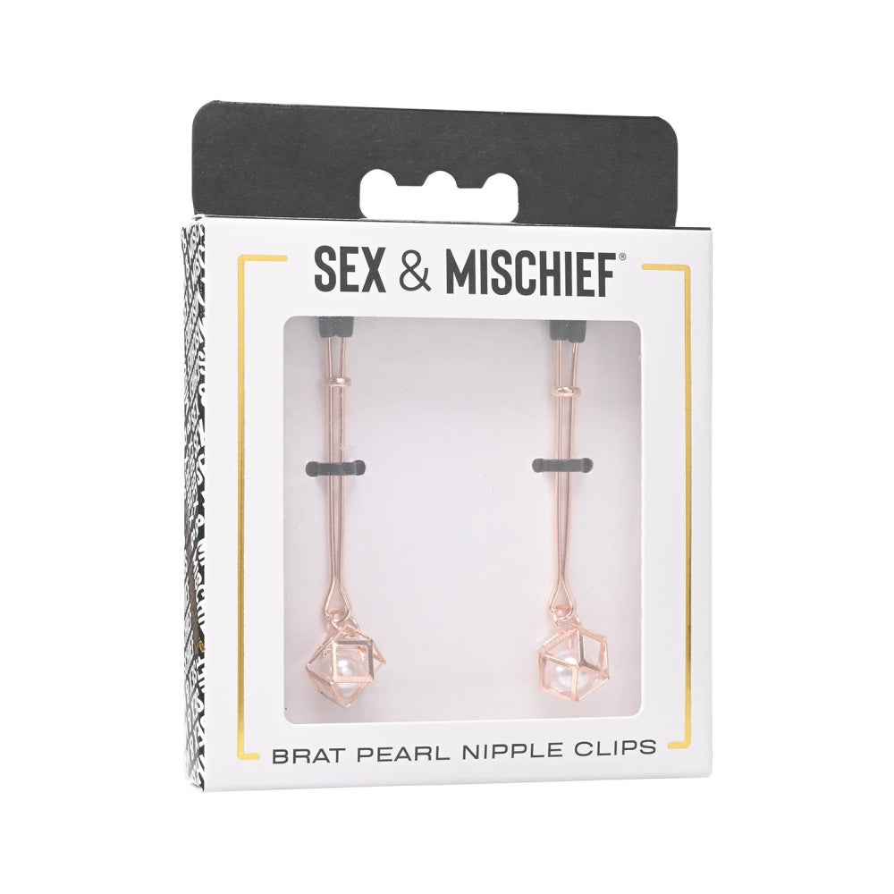 Clipsuri Reglabile BDSM pentru Sfarcuri cu Perle False, Design Elegant Auriu Roz, Stimulator pentru Jocuri BDSM, Accesorii Sigure fara Ftalati
