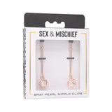 Clipsuri Reglabile BDSM pentru Sfarcuri cu Perle False, Design Elegant Auriu Roz, Stimulator pentru Jocuri BDSM, Accesorii Sigure fara Ftalati