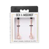 Clipsuri Reglabile BDSM pentru Sfarcuri cu Perle False, Design Elegant Auriu Roz, Stimulator pentru Jocuri BDSM, Accesorii Sigure fara Ftalati