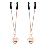 Clipsuri Reglabile BDSM pentru Sfarcuri cu Perle False, Design Elegant Auriu Roz, Stimulator pentru Jocuri BDSM, Accesorii Sigure fara Ftalati