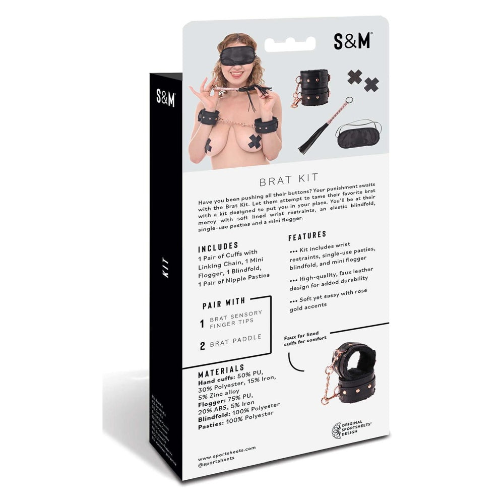 Set BDSM/Fetish Brat Kit Bondage cu Catuse Captusite, Ochelari, Mini Flogger Bici si Pasties pentru Jocuri BDSM pentru Adulti