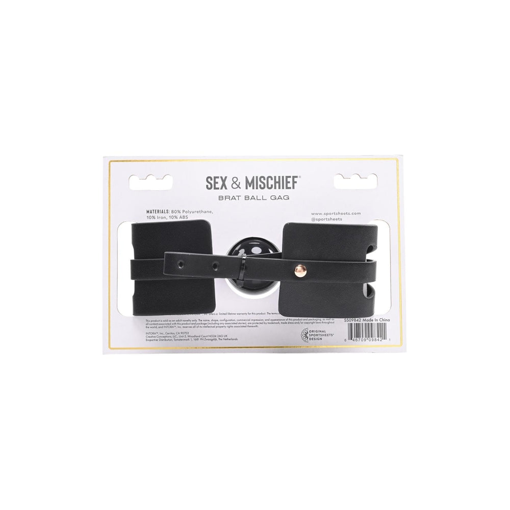 Brat Ball BDSM/Fetis Gag Reglabil din Piele Sintetica, Bila Moale, Accesoriu BDSM pentru Jucarii Sexuale, Curea Ajustabila 41,9-60,9 cm