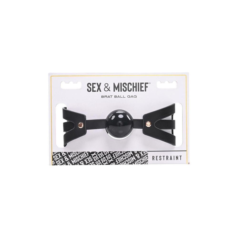 Brat Ball BDSM/Fetis Gag Reglabil din Piele Sintetica, Bila Moale, Accesoriu BDSM pentru Jucarii Sexuale, Curea Ajustabila 41,9-60,9 cm