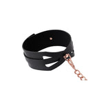 Zgarda Guler si Lant Brat Reglabil BDSM/Fetis, 76 cm Lant Auriu-Roz, BDSM Colier Piele Ecologica pentru Jocuri de Rol, Guler Fetish pentru Cupluri