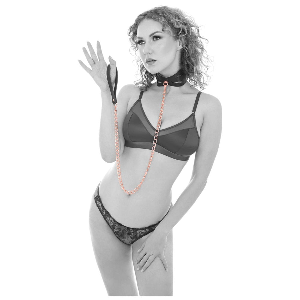Zgarda Guler si Lant Brat Reglabil BDSM/Fetis, 76 cm Lant Auriu-Roz, BDSM Colier Piele Ecologica pentru Jocuri de Rol, Guler Fetish pentru Cupluri