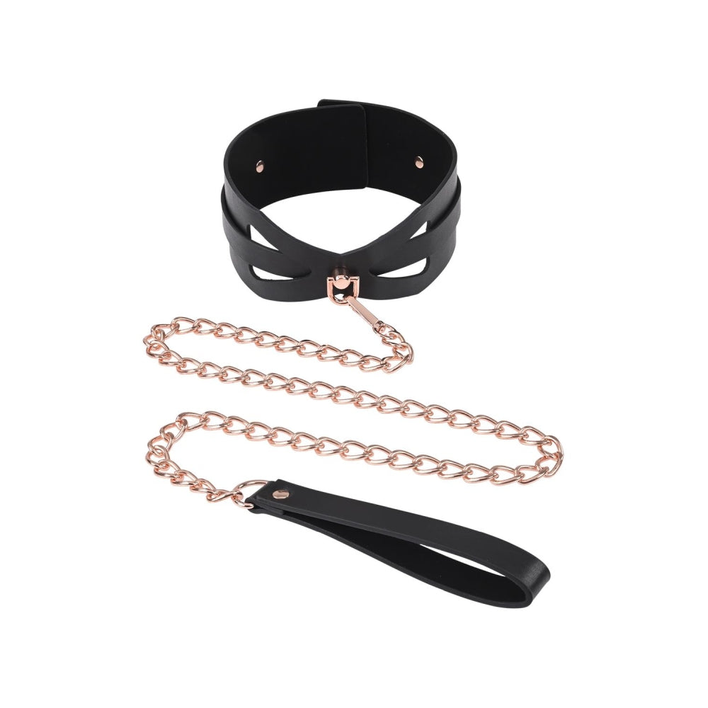 Zgarda Guler si Lant Brat Reglabil BDSM/Fetis, 76 cm Lant Auriu-Roz, BDSM Colier Piele Ecologica pentru Jocuri de Rol, Guler Fetish pentru Cupluri