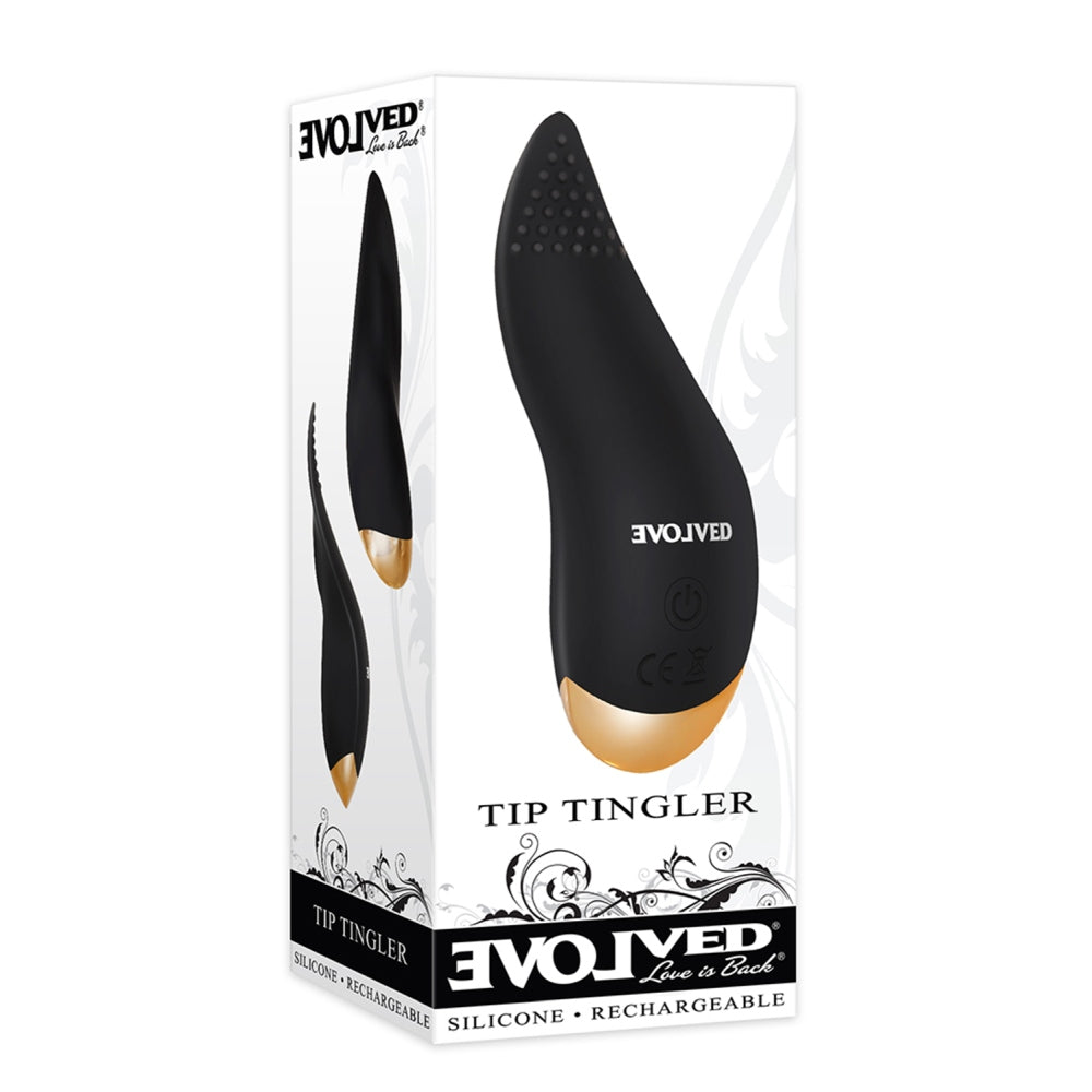 Vibrator Flexibil in forma de limba Evolved Tip Tingler - Negru, texturat cu nodule stimulante - 10 Moduri Vibratii - materiale sigure si confortabile - perfect pentru jocurile solo sau in cuplu - impermeabil, incarcare USB