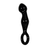 Stimulator de Prostata din Sticla A&E Adam's Glass Prostate Massager, Negru, 11.4 cm, cu maner inelat