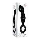 Stimulator de Prostata din Sticla A&E Adam's Glass Prostate Massager, Negru, 11.4 cm, cu maner inelat