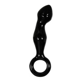 Stimulator de Prostata din Sticla A&E Adam's Glass Prostate Massager, Negru, 11.4 cm, cu maner inelat