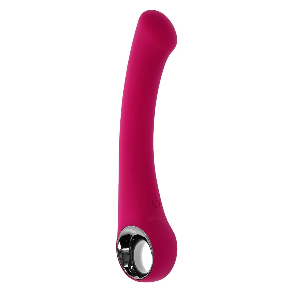 Vibrator Punctul G Evolved Pleasure Curve, Roz, 19 cm, cu sistem de prindere inelat, 10 Moduri Vibratii, Impermeabil