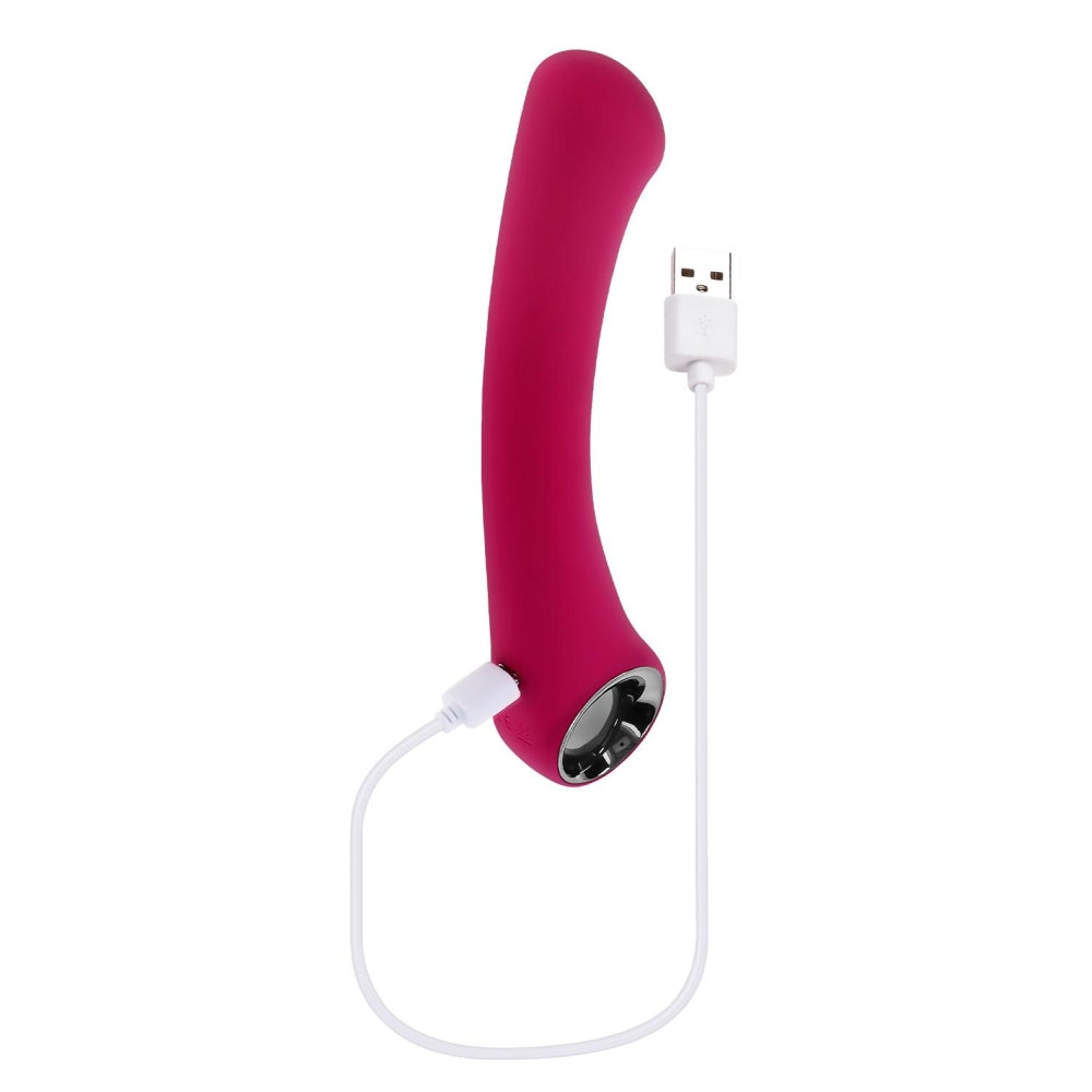 Vibrator Punctul G Evolved Pleasure Curve, Roz, 19 cm, cu sistem de prindere inelat, 10 Moduri Vibratii, Impermeabil