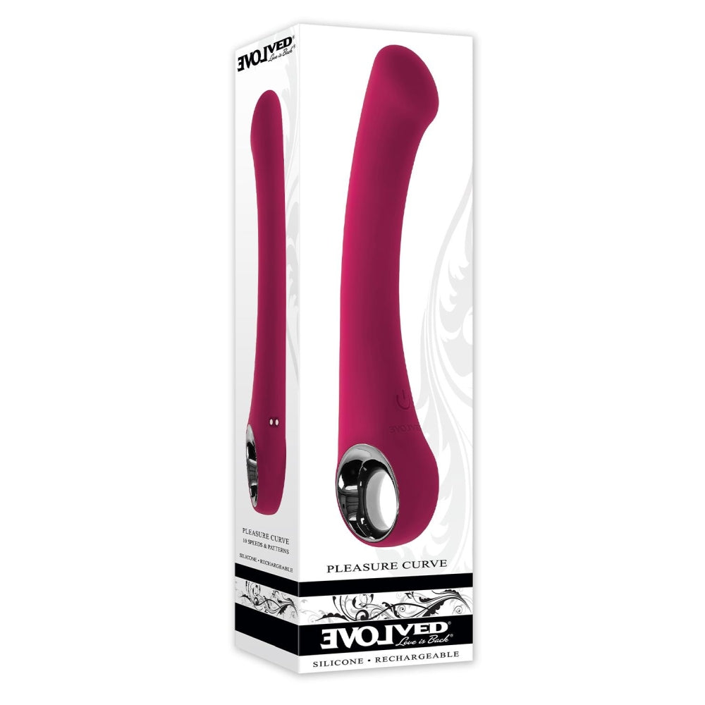 Vibrator Punctul G Evolved Pleasure Curve, Roz, 19 cm, cu sistem de prindere inelat, 10 Moduri Vibratii, Impermeabil